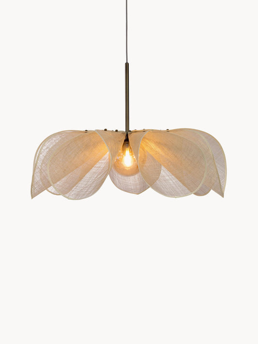 Duża lampa wisząca z włókien bananowych