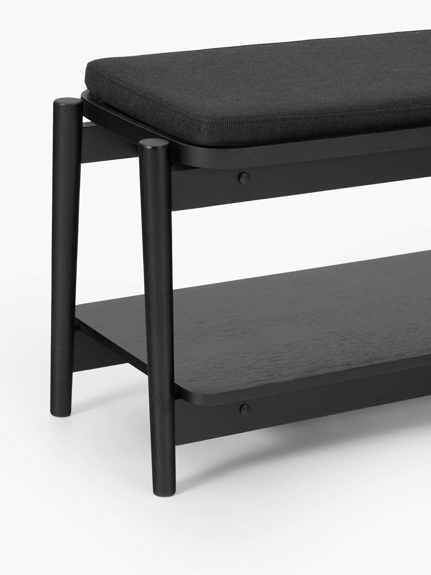 Ławka tapicerowana z drewna z półką na buty Libby
