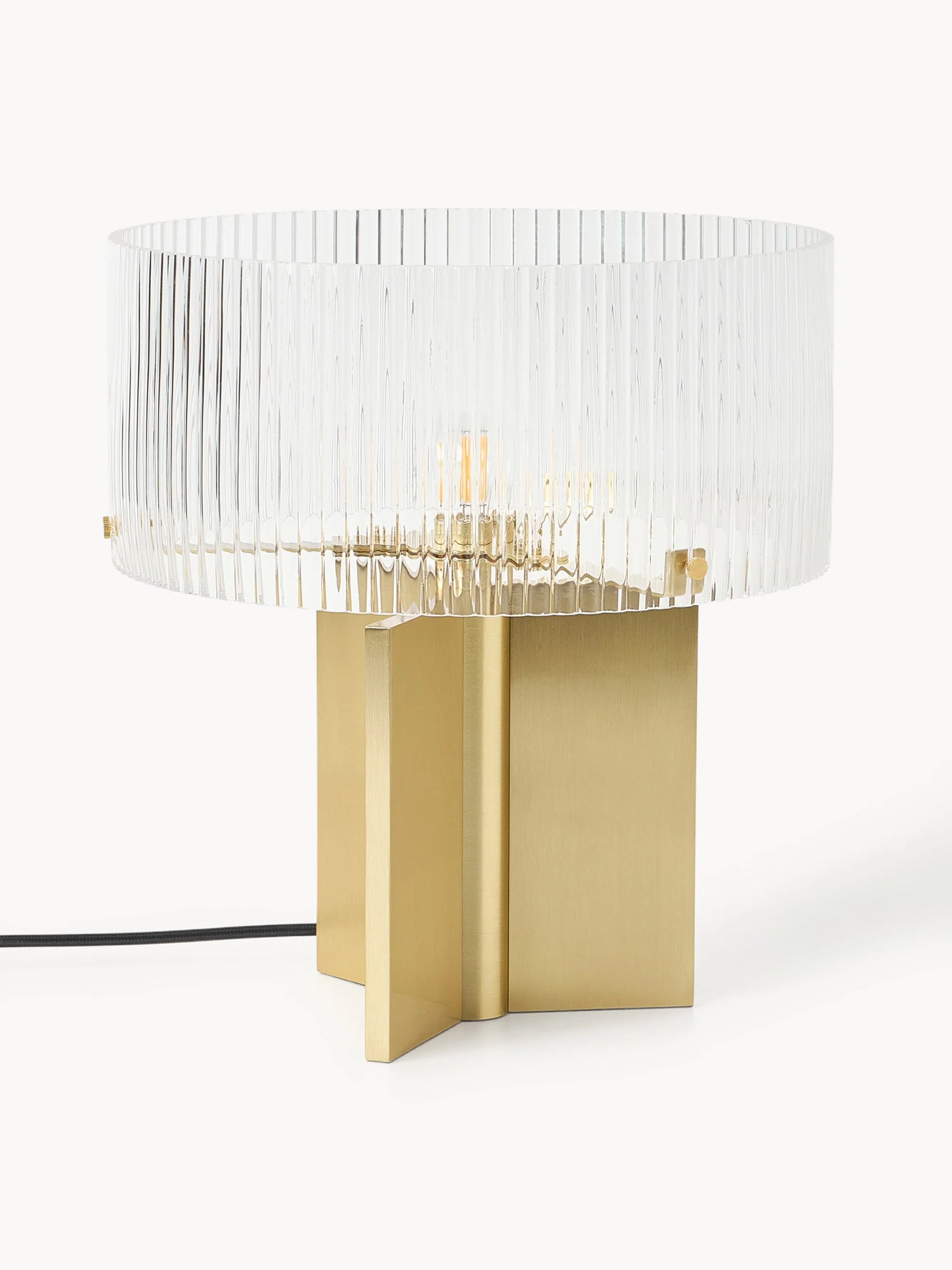 Lampa stołowa ze szkła z ryflowanym wzorem Emmi