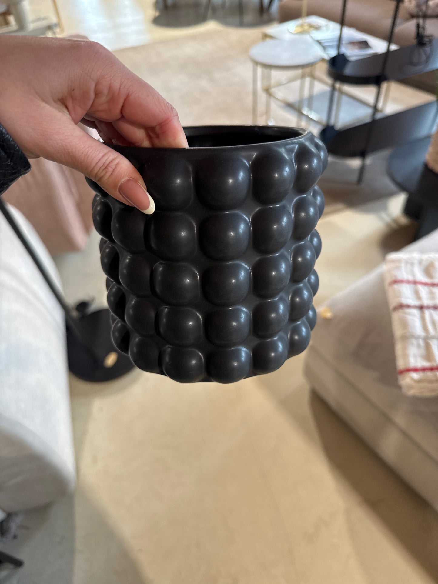 Osłonka na doniczkę z kamionki Bob, W 15 cm