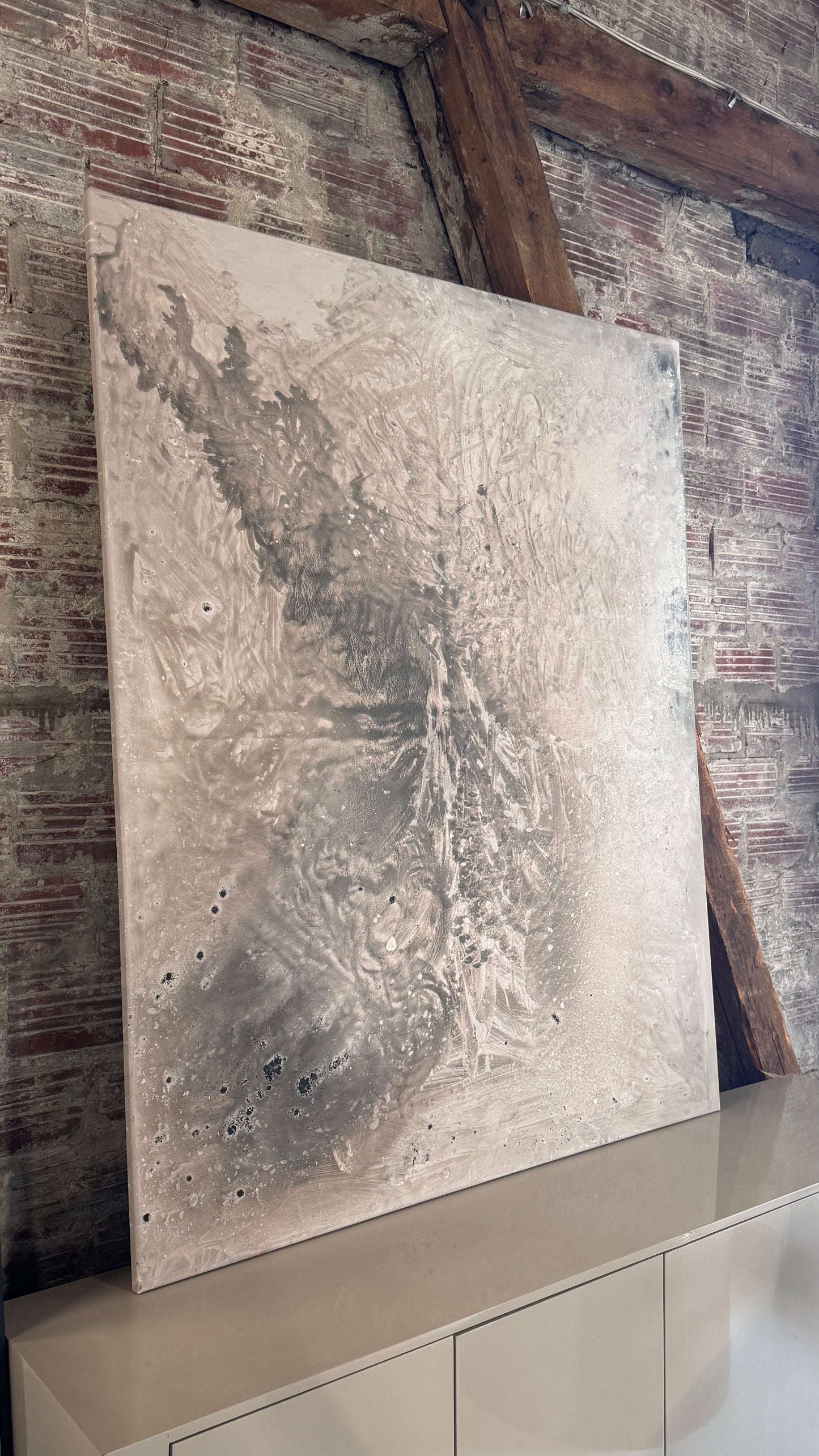 Obraz: Abstrakcja w odcieniach beżu i szarości